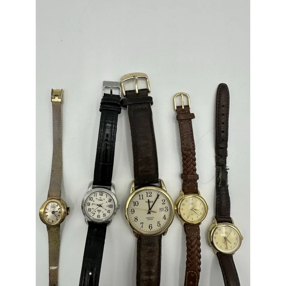 Lot of 5 Timex Watches Indiglo Quartz Untested As-Is Parts Repair